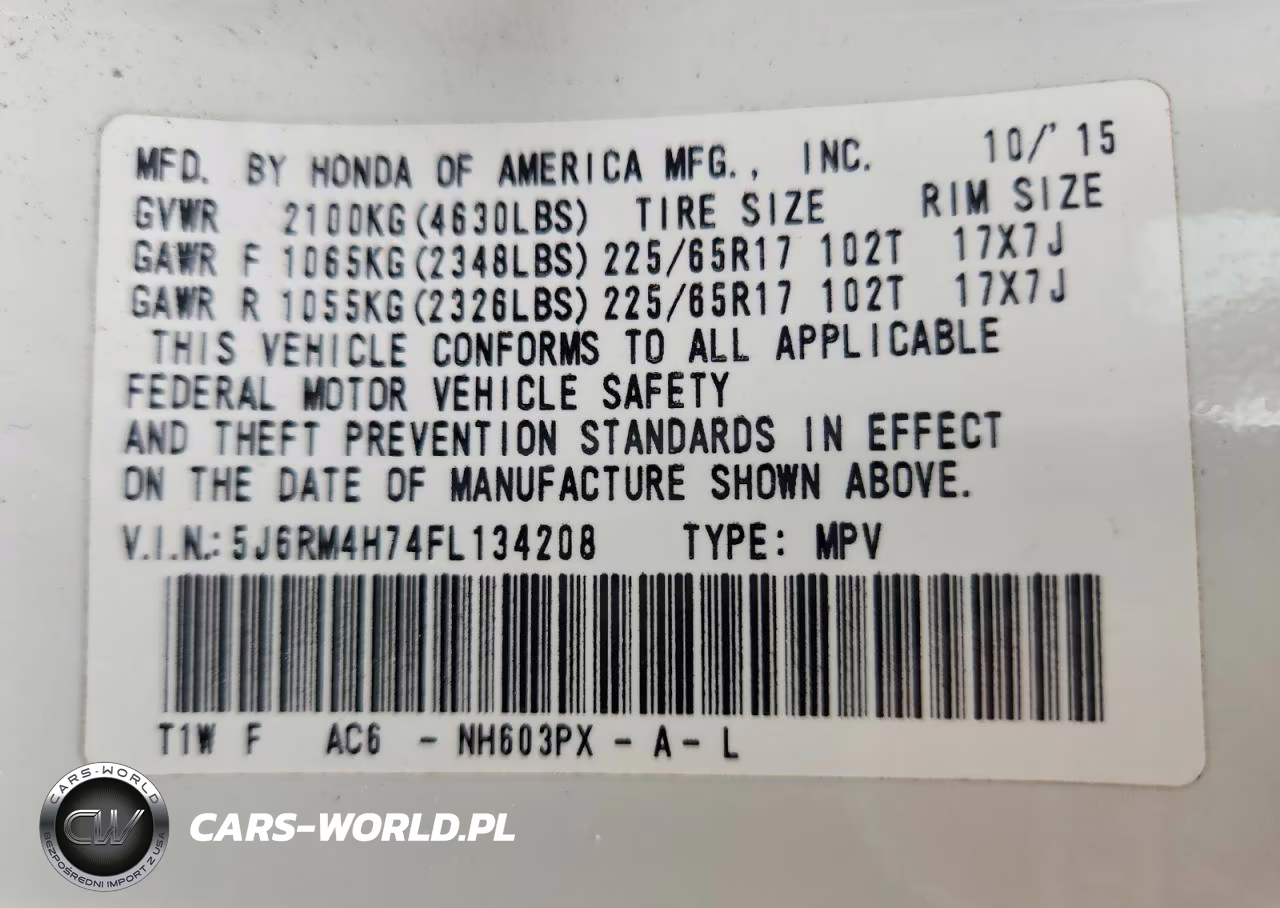 2015 Honda Cr-V Exl VIN:5J6RM4H74FL134208 - 14
