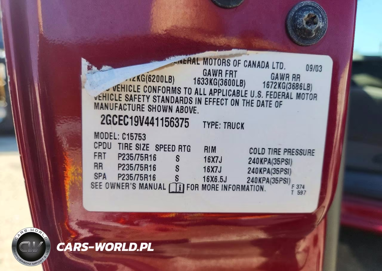 2004 Chevrolet Silverado C1500 VIN:2GCEC19V441156375 - 12