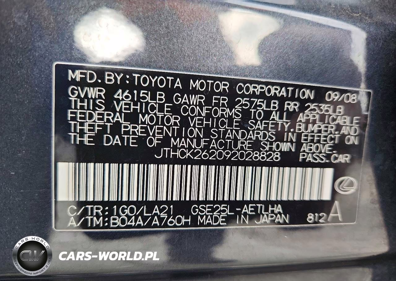 2009 Lexus Is 250 VIN:JTHCK262092028828 - 12