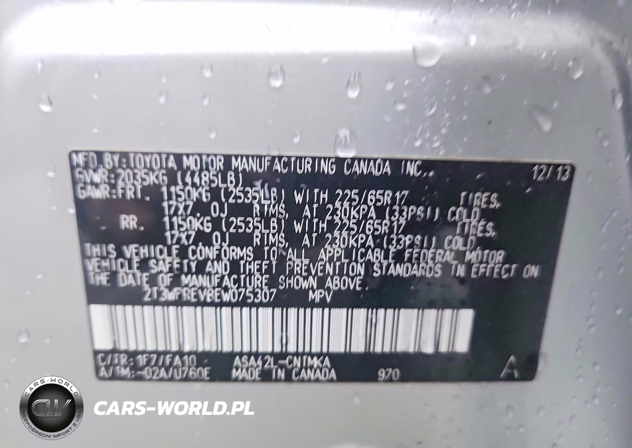 2014 Toyota Rav4 Xle VIN:2T3WFREV8EW075307 - 12