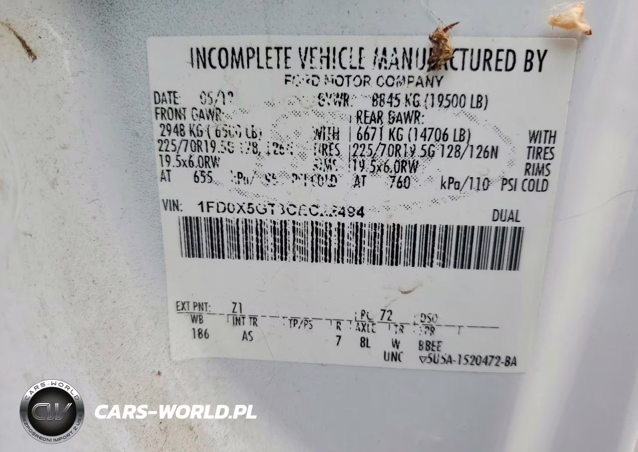2012 Ford F550 Super Duty VIN:1FD0X5GT3CEC22494 - 12