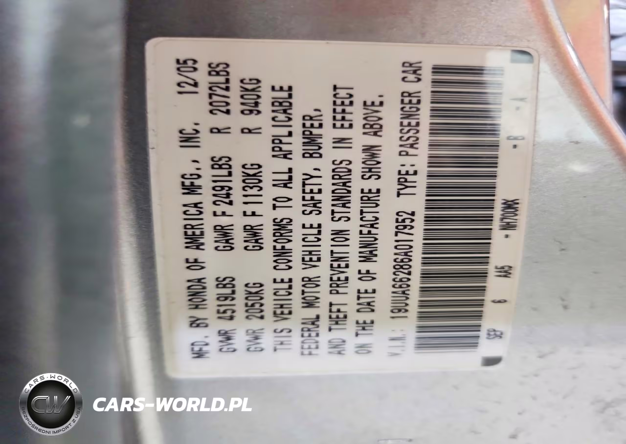 2006 Acura 3.2Tl VIN:19UUA66286A017952 - 12