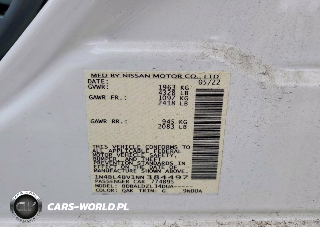 2022 Nissan Altima S VIN:1N4BL4BV1NN384497 - 13