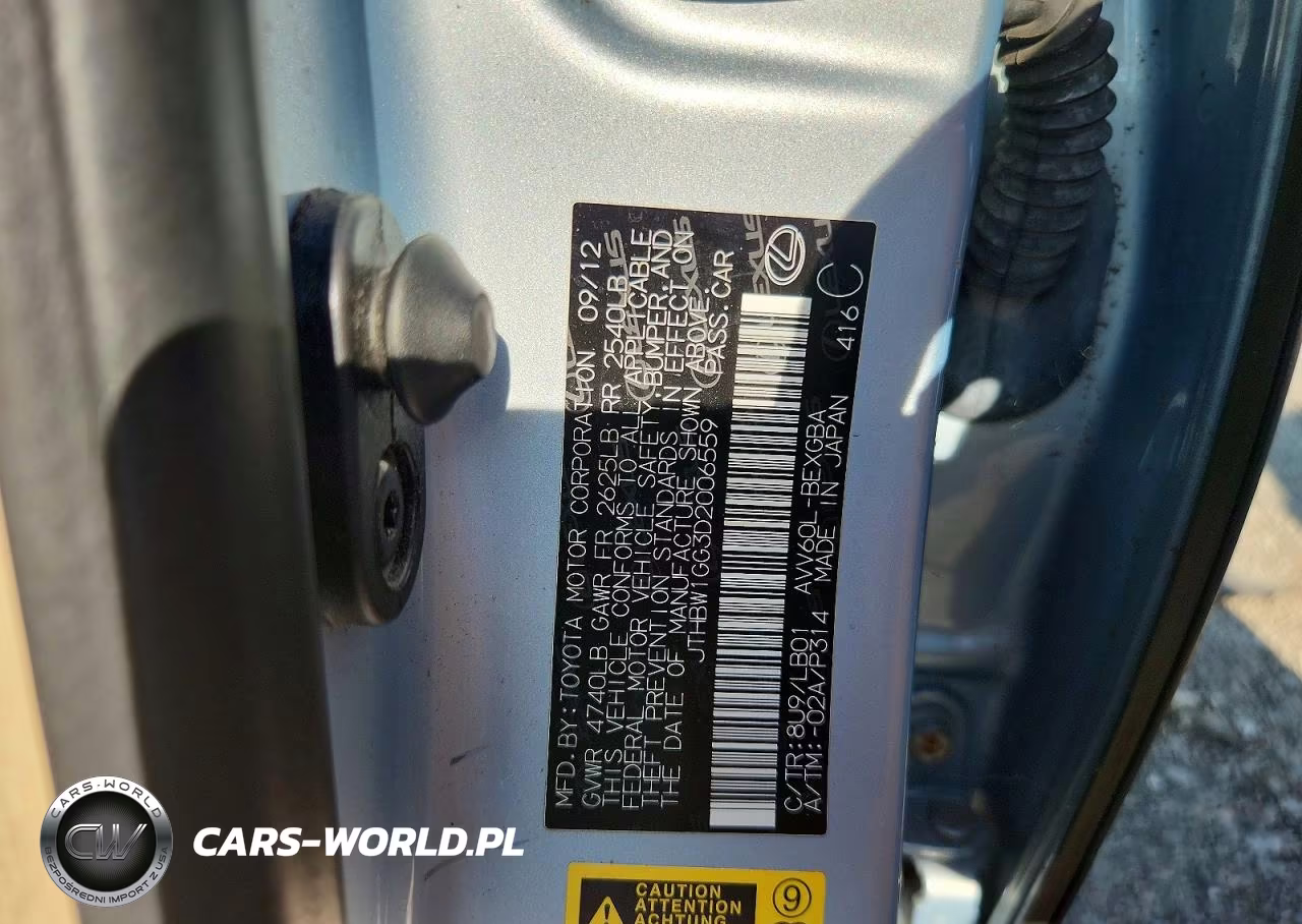 2013 Lexus Es 300H VIN:JTHBW1GG3D2006559 - 12