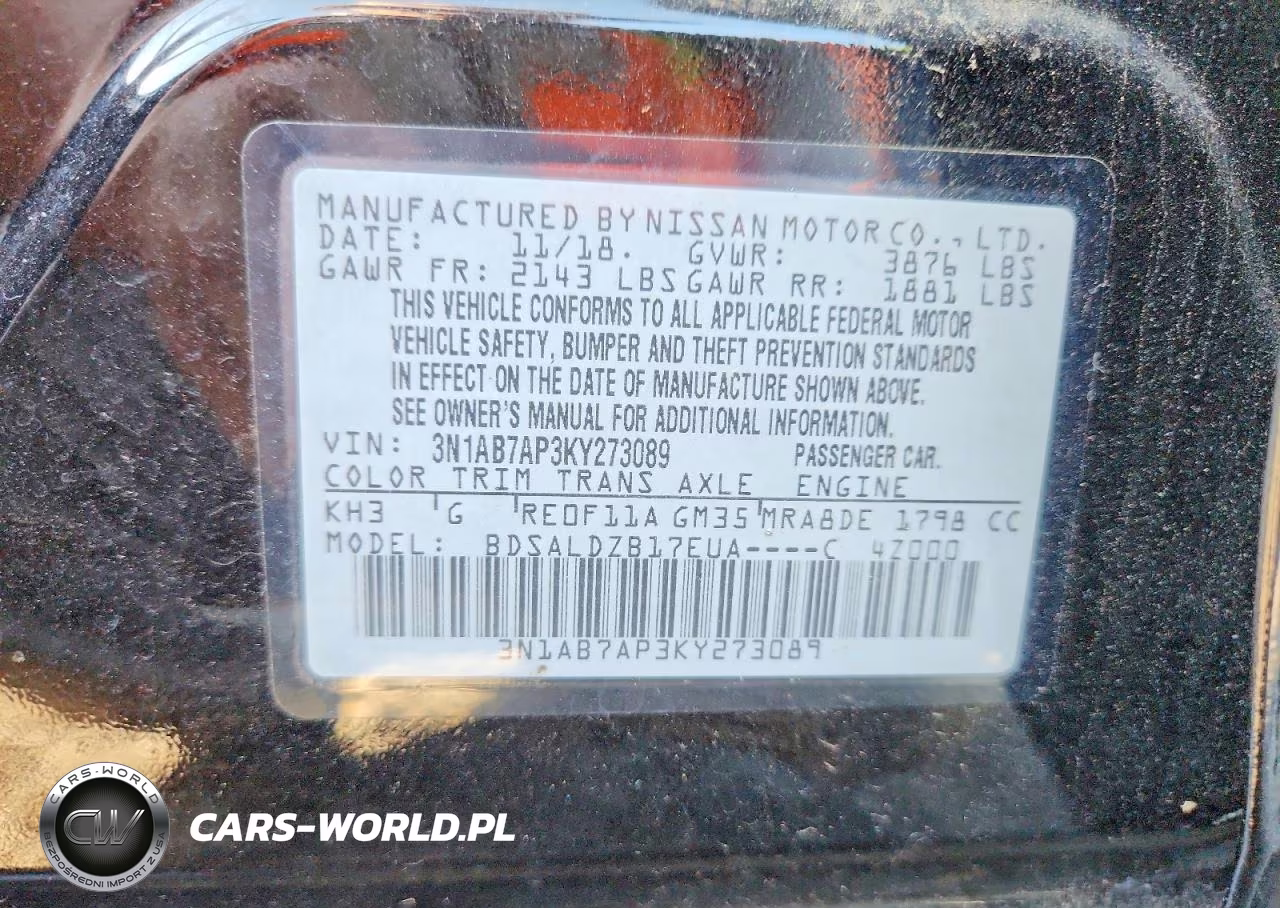 2019 Nissan Sentra Sv VIN:3N1AB7AP3KY273089 - 12