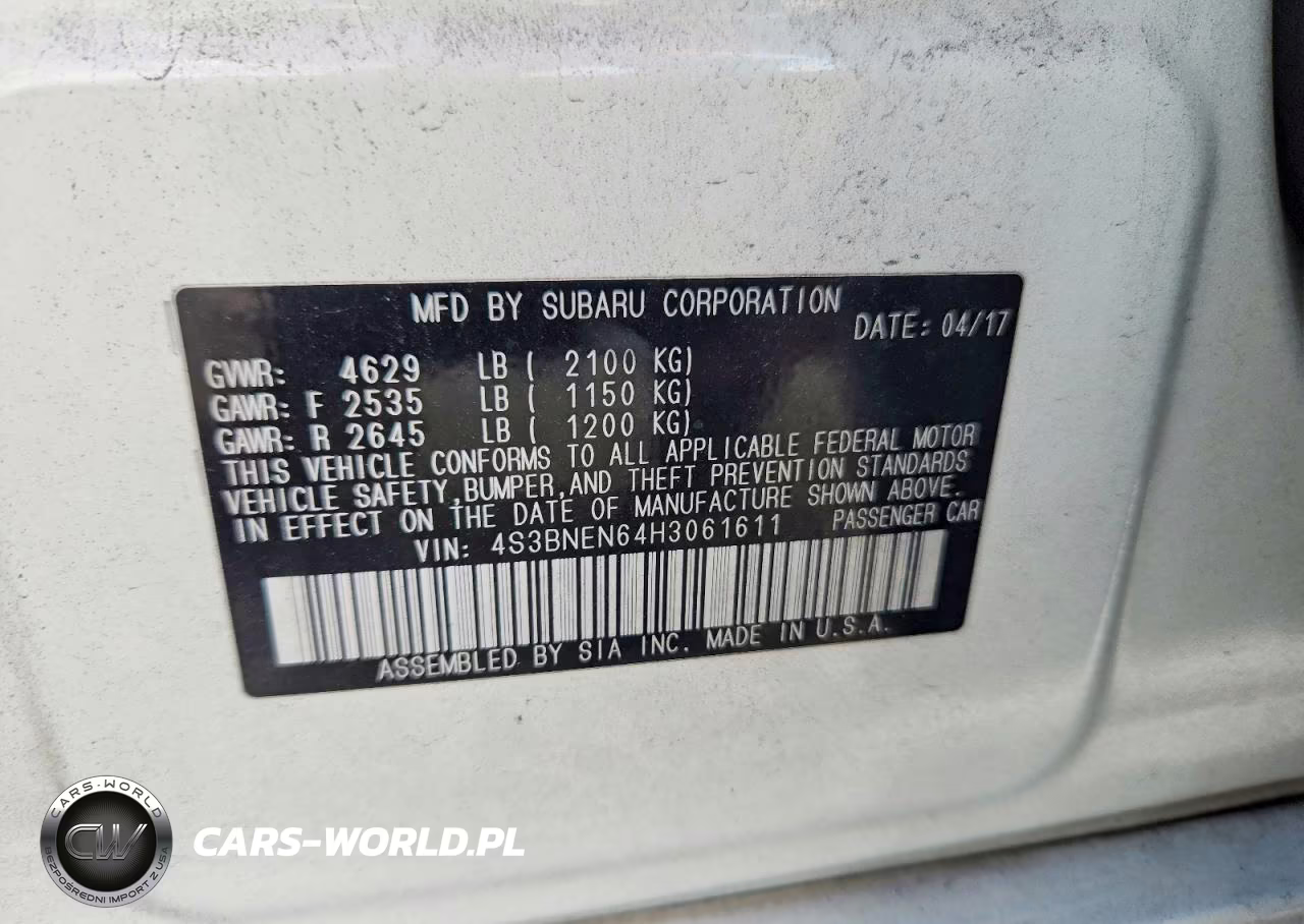2017 Subaru Legacy 3.6R Limited VIN:4S3BNEN64H3061611 - 12