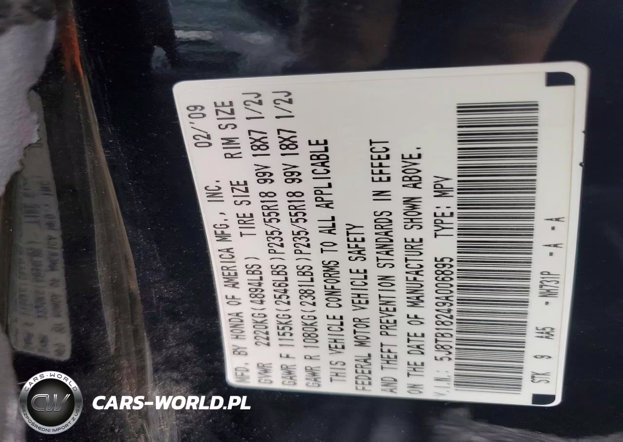 2009 Acura Rdx VIN:5J8TB18249A006895 - 13