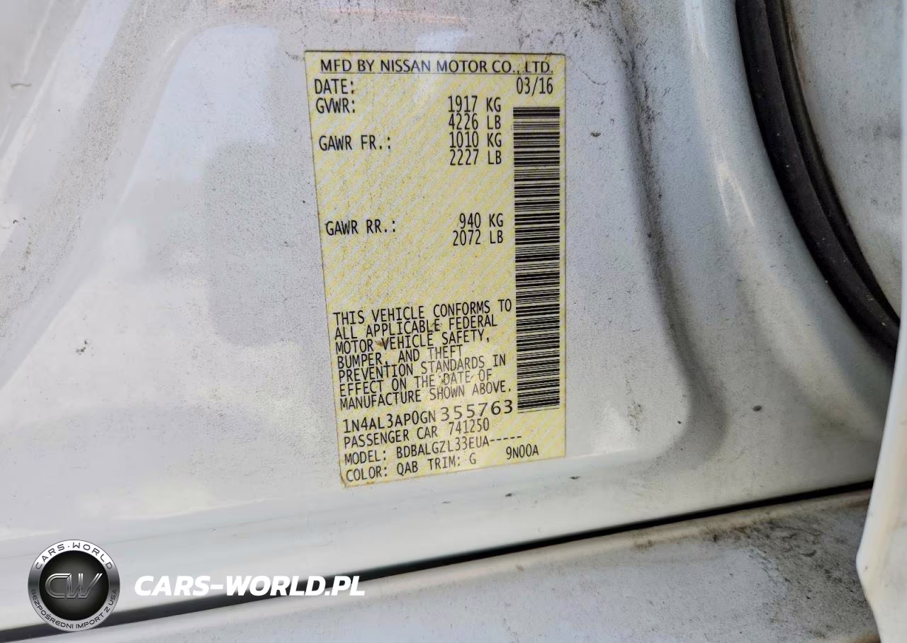2016 Nissan Altima 2.5 S VIN:1N4AL3AP0GN355763 - 12