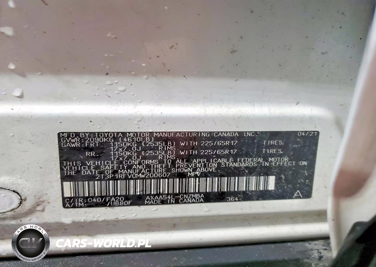 2021 Toyota Rav4 Xle VIN:2T3P1RFV0MW200607 - 13