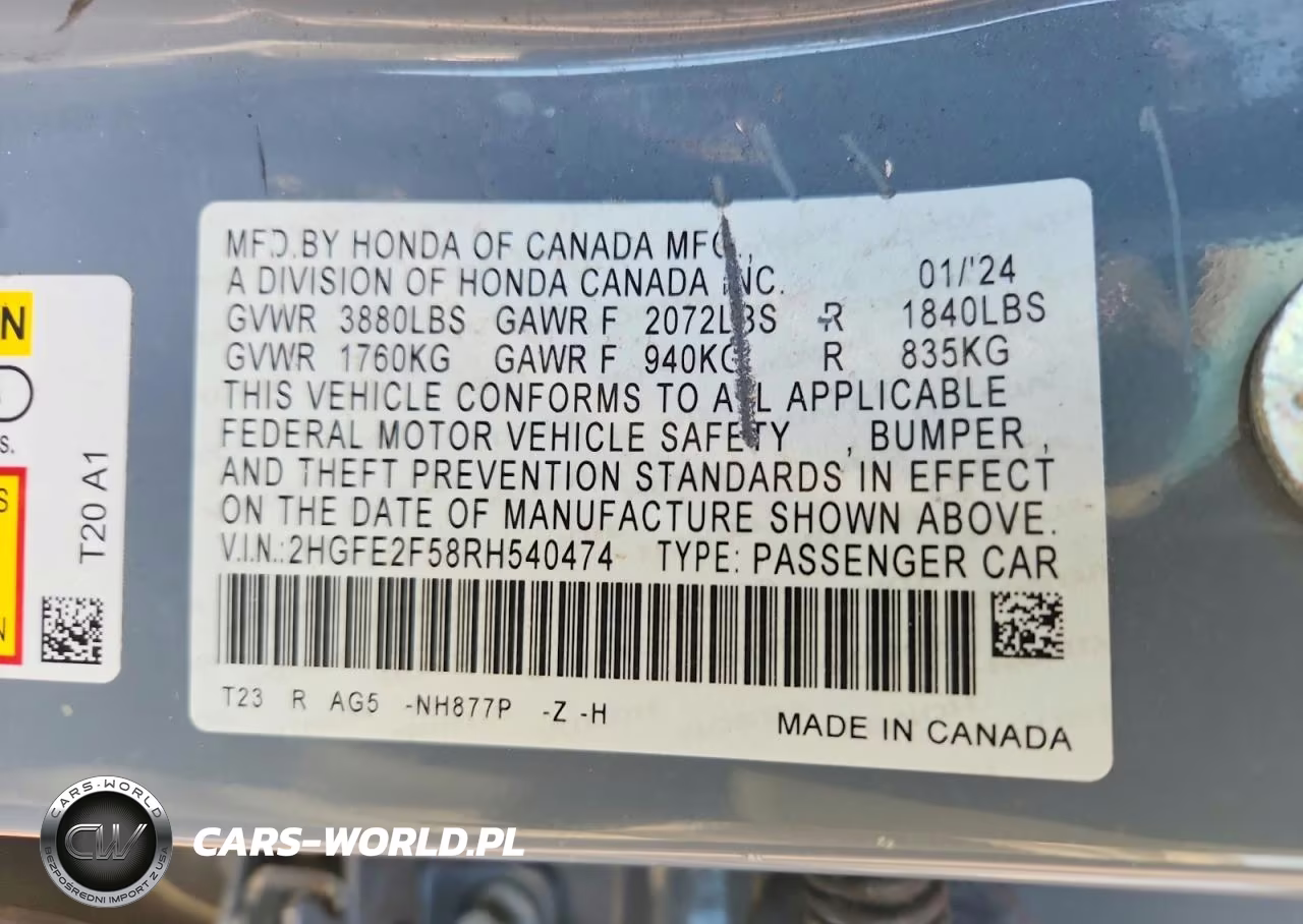 2024 Honda Civic Sport VIN:2HGFE2F58RH540474 - 13