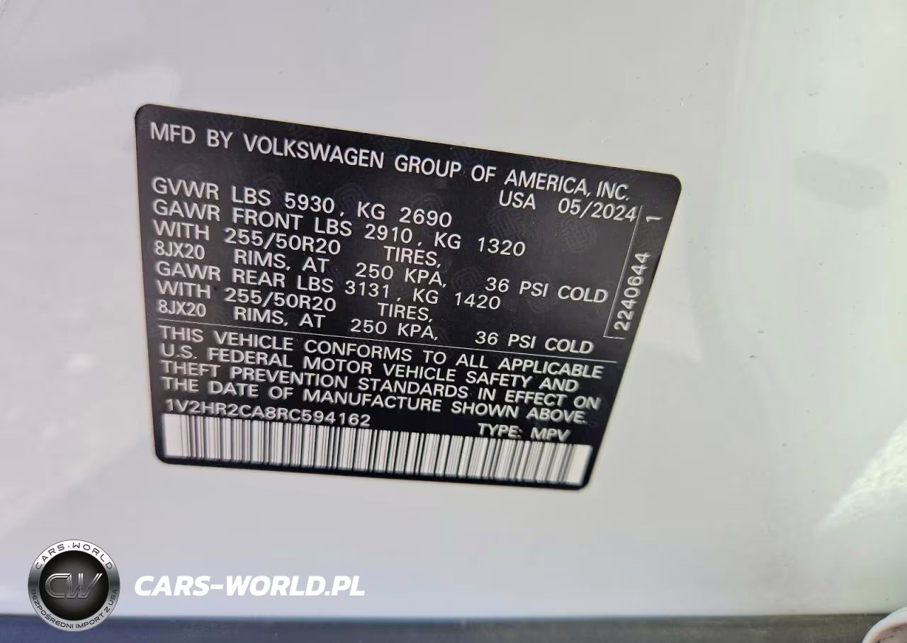 2024 Volkswagen Atlas Se VIN:1V2HR2CA8RC594162 - 13