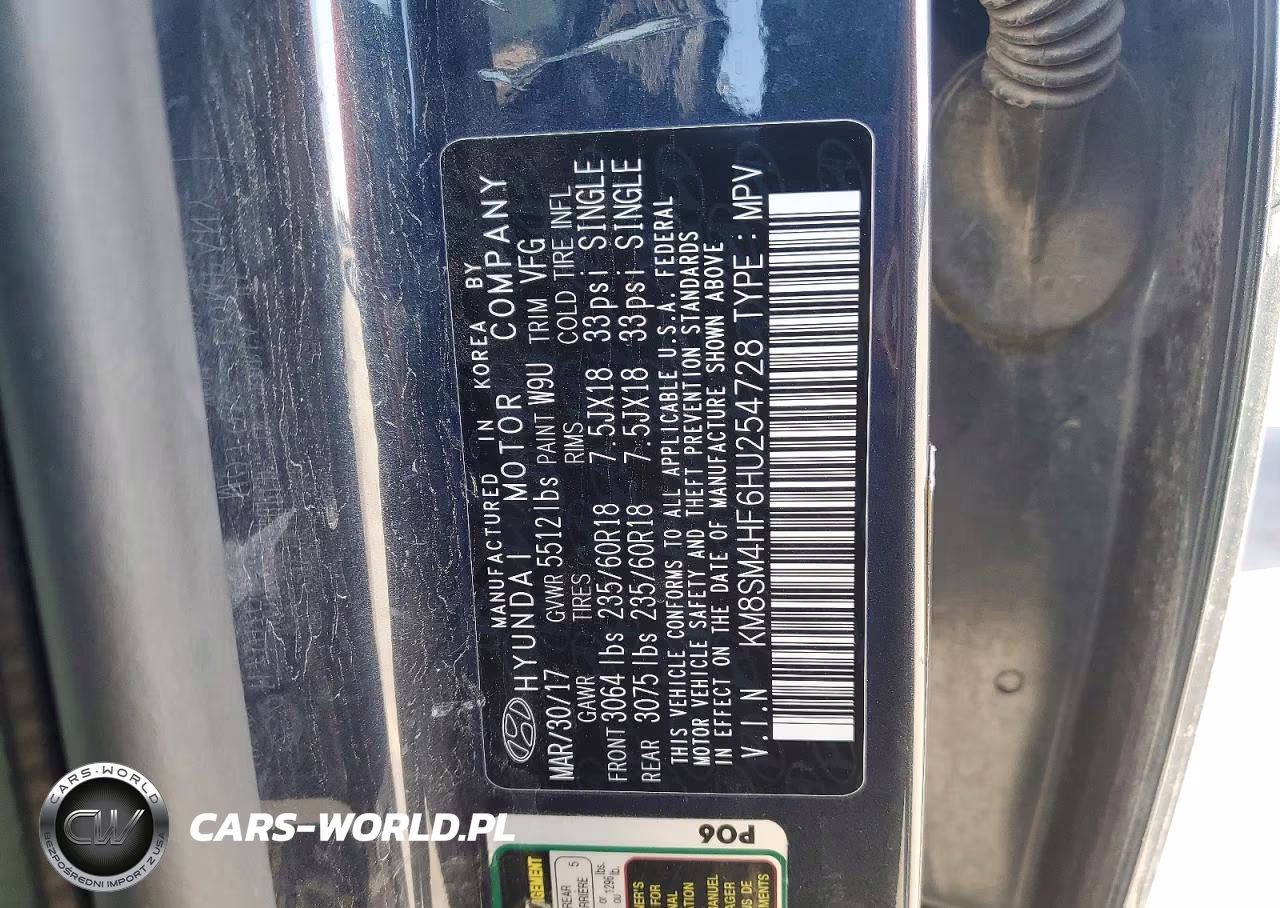 2017 Hyundai Santa Fe Se VIN:KM8SM4HF6HU254728 - 13