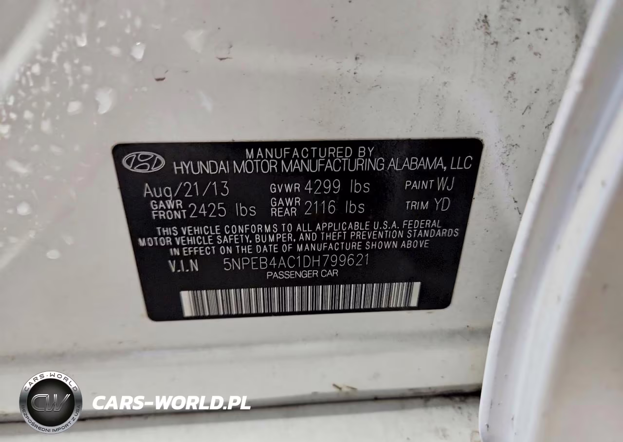 2013 Hyundai Sonata Gls VIN:5NPEB4AC1DH799621 - 12