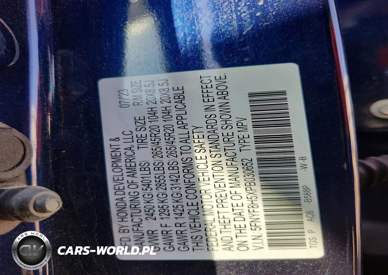 2023 Honda Passport Exl VIN:5FNYF8H5XPB030652 - 12