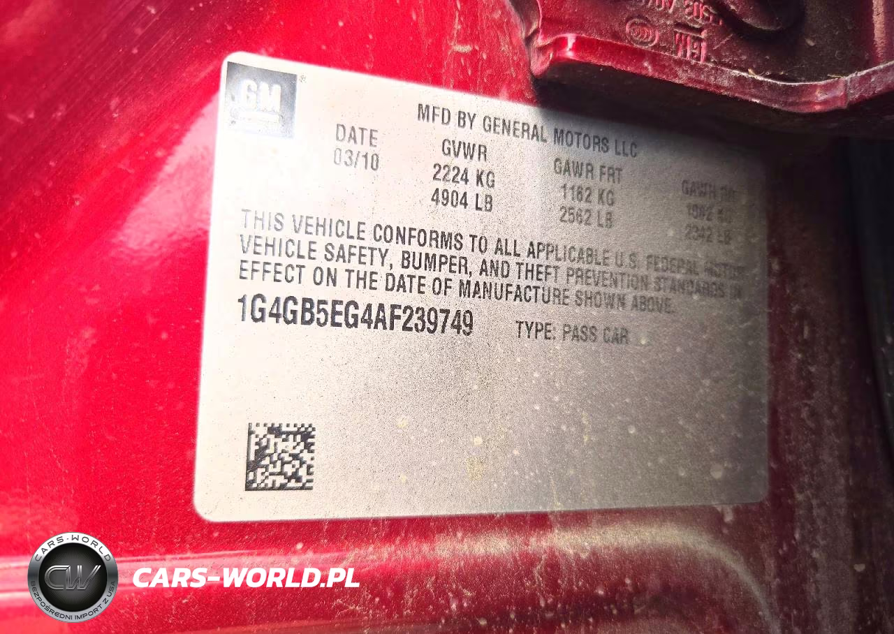 2010 Buick Lacrosse Cx VIN:1G4GB5EG4AF239749 - 12