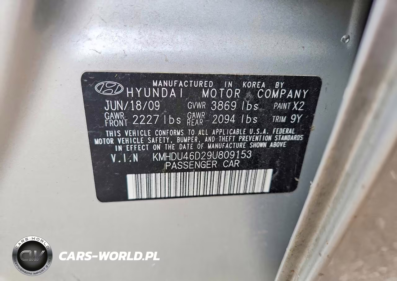 2009 Hyundai Elantra Gls VIN:KMHDU46D29U809153 - 12