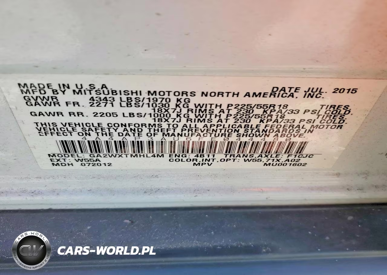 2015 Mitsubishi Outlander Sport Es VIN:4A4AP3AU6FE044480 - 12