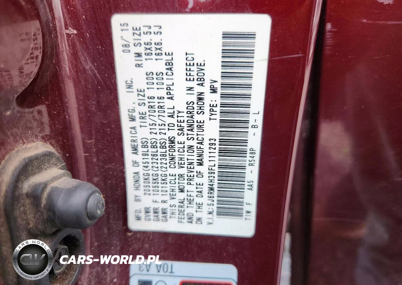 2015 Honda Cr-V Lx VIN:5J6RM4H39FL111293 - 14