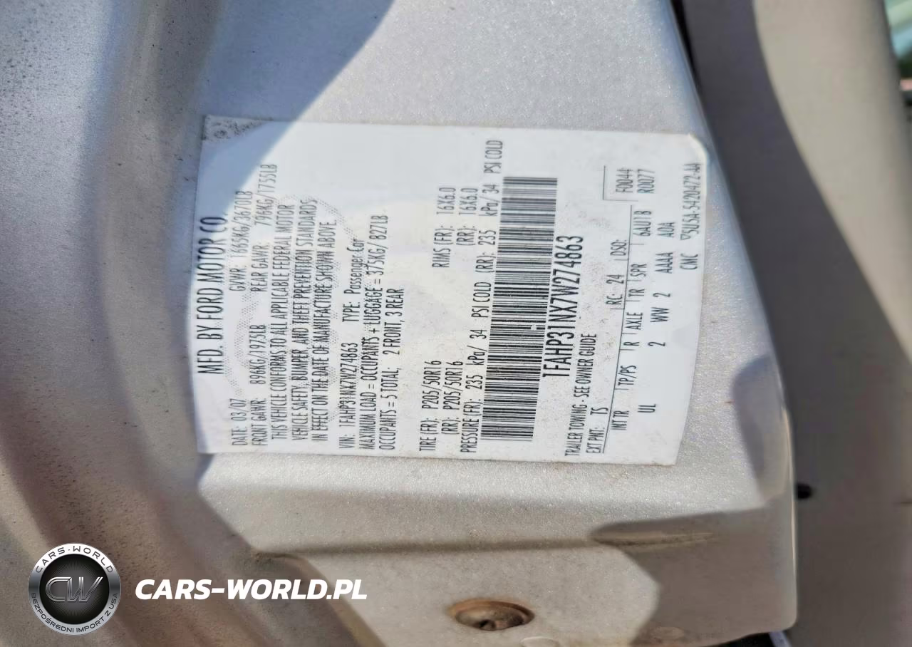 2007 Ford Focus Zx3 VIN:1FAHP31NX7W274863 - 12