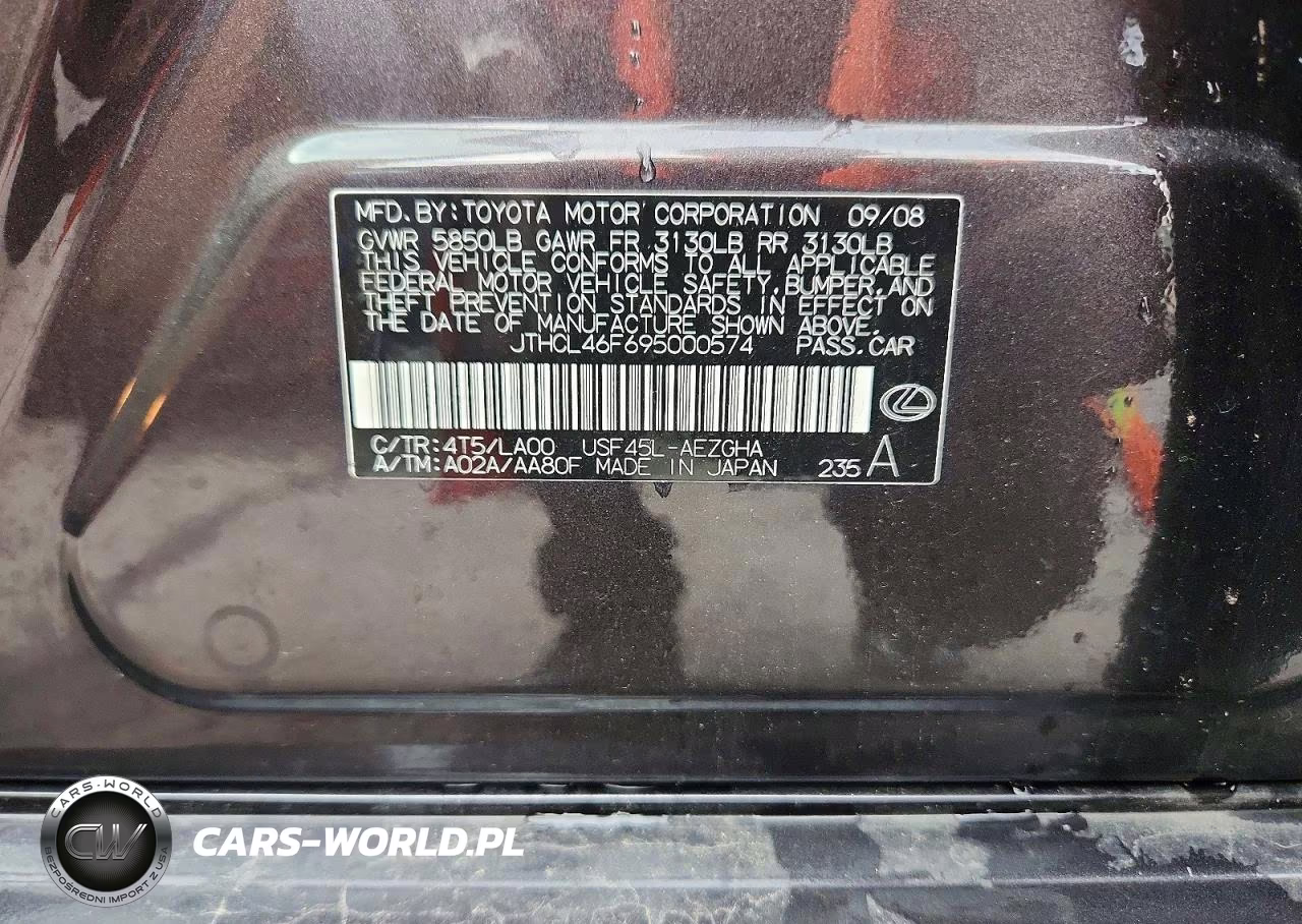 2009 Lexus Ls 460 VIN:JTHCL46F695000574 - 13