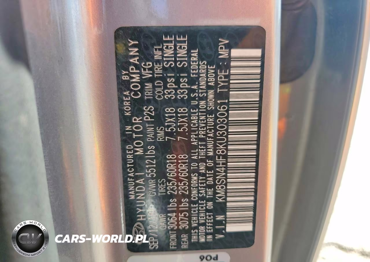 2019 Hyundai Santa Fe Xl Se VIN:KM8SN4HF8KU303061 - 13