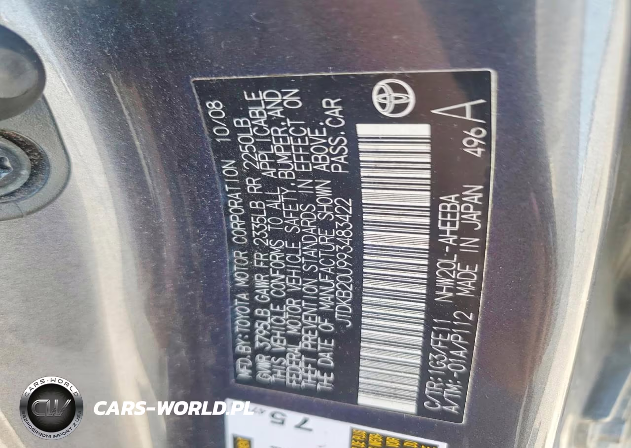 2009 Toyota Prius Base VIN:JTDKB20U993483422 - 12