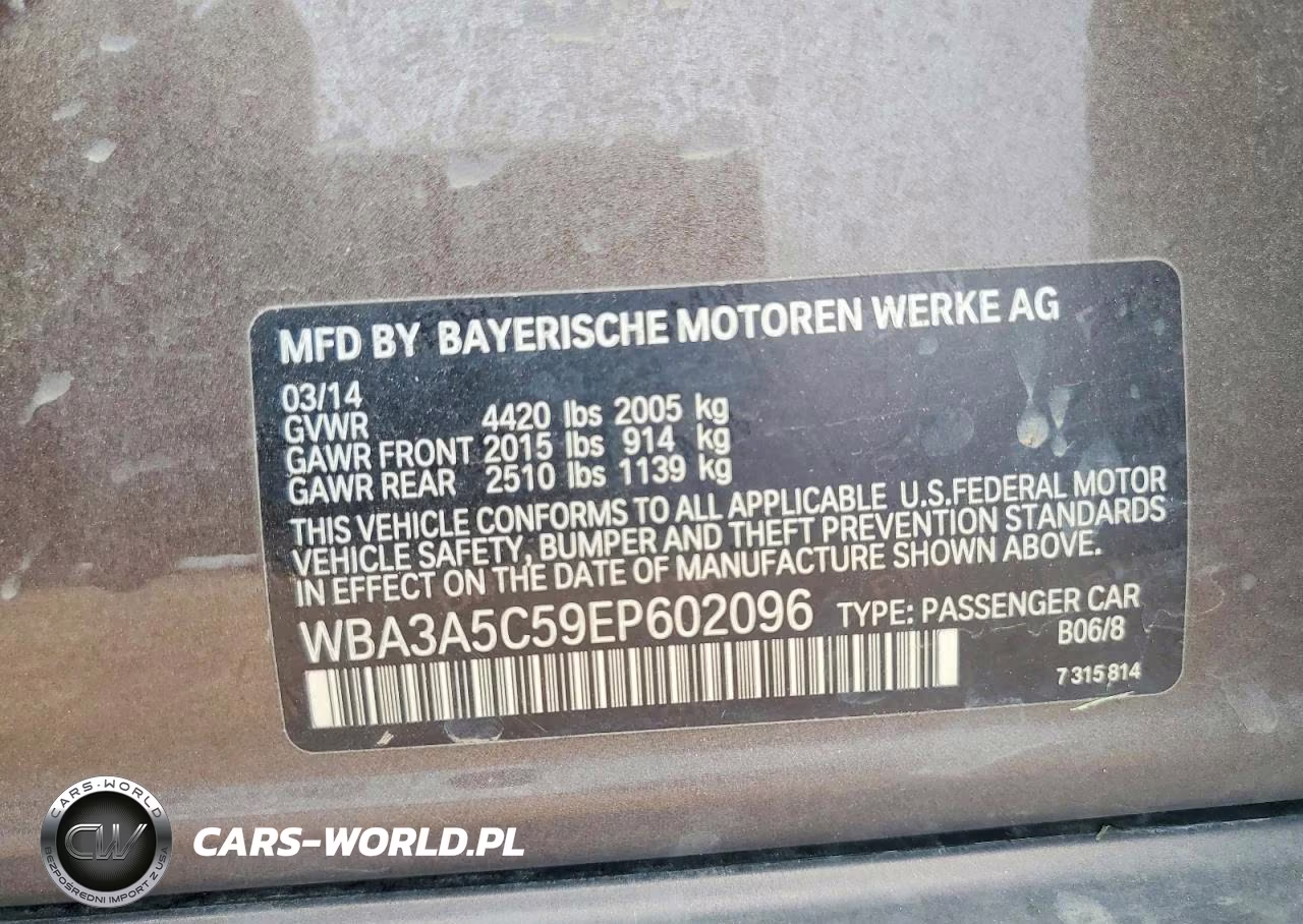 2014 BMW 328 I VIN:WBA3A5C59EP602096 - 12