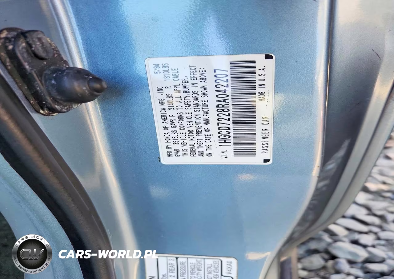 1994 Honda Accord Dx VIN:1HGCD7228RA042207 - 12