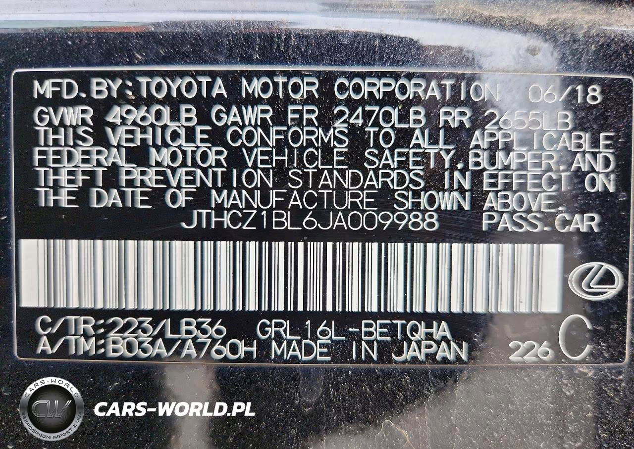 2018 Lexus Gs 350 F Sport VIN:JTHCZ1BL6JA009988 - 13