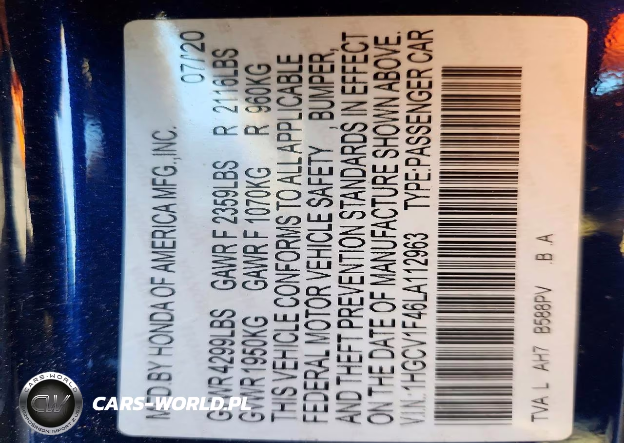 2020 Honda Accord Ex VIN:1HGCV1F46LA112963 - 12