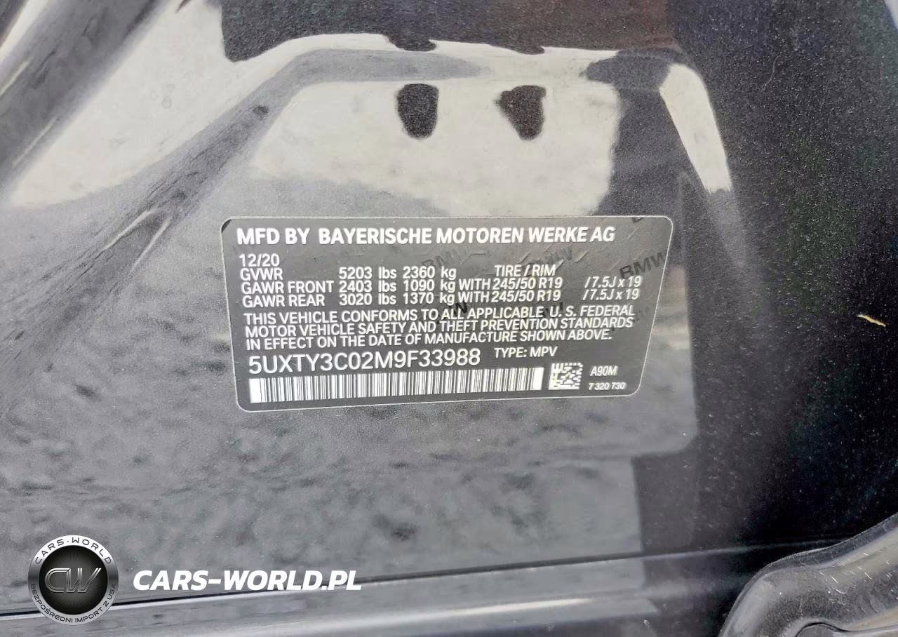 2021 BMW X3 Sdrive30I VIN:5UXTY3C02M9F33988 - 13