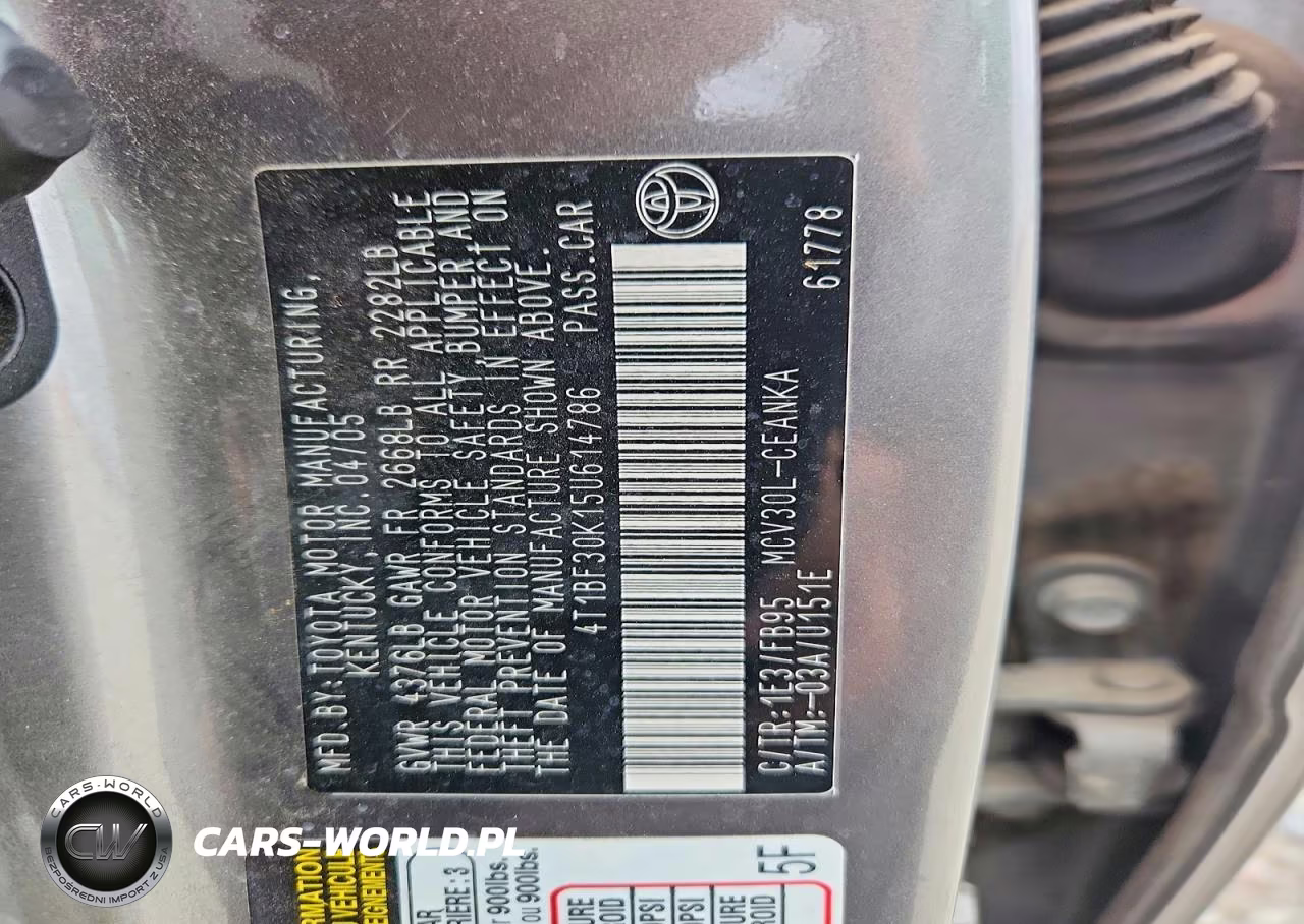 2005 Toyota Camry Le V6 VIN:4T1BF30K15U614786 - 13