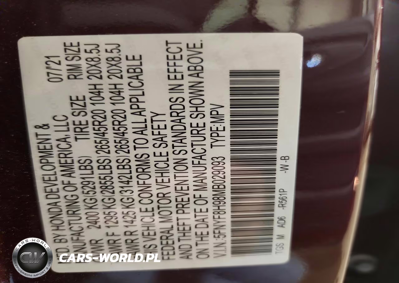 2021 Honda Passport Touring VIN:5FNYF8H98MB029093 - 13
