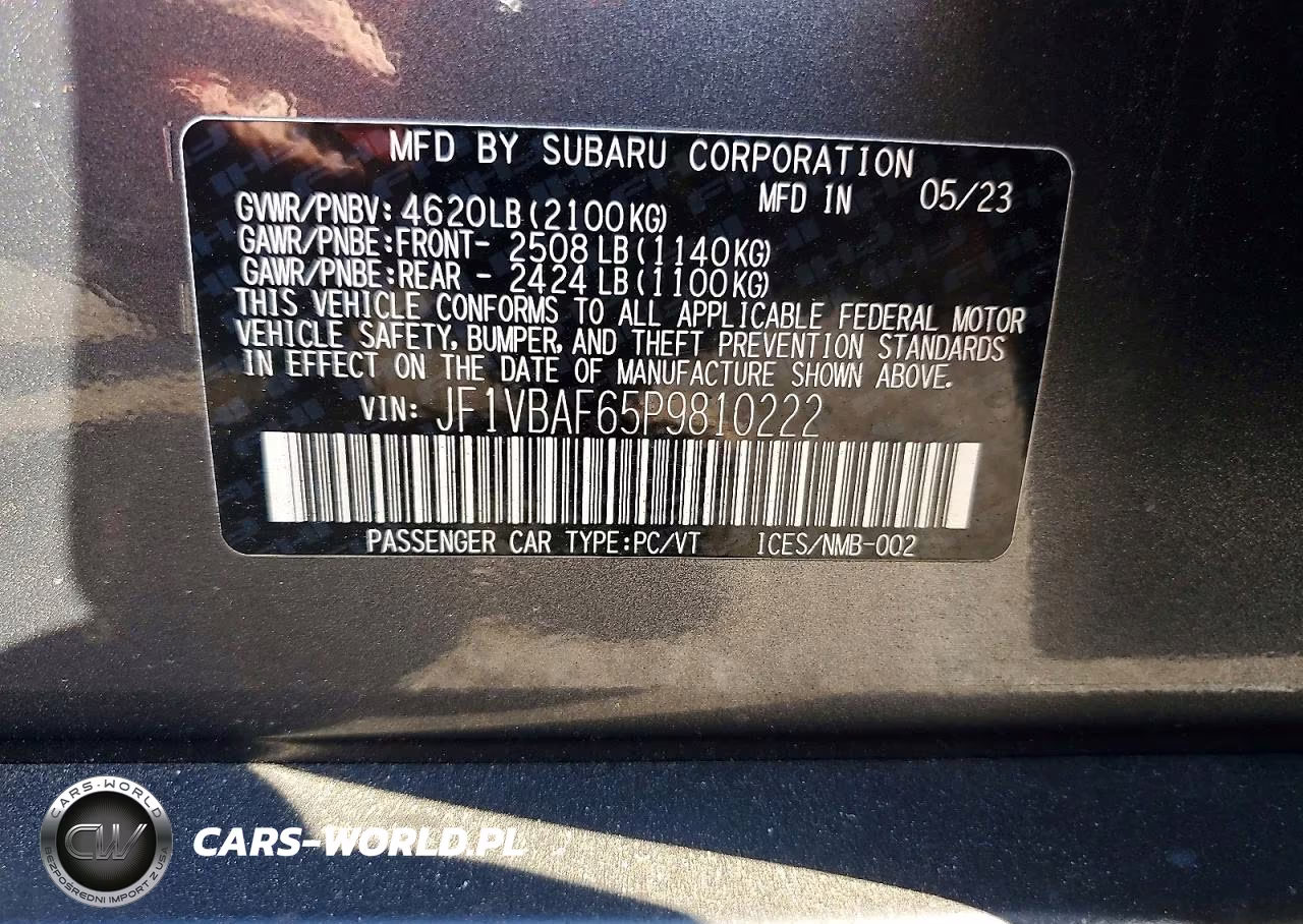 2023 Subaru Wrx Premium VIN:JF1VBAF65P9810222 - 13