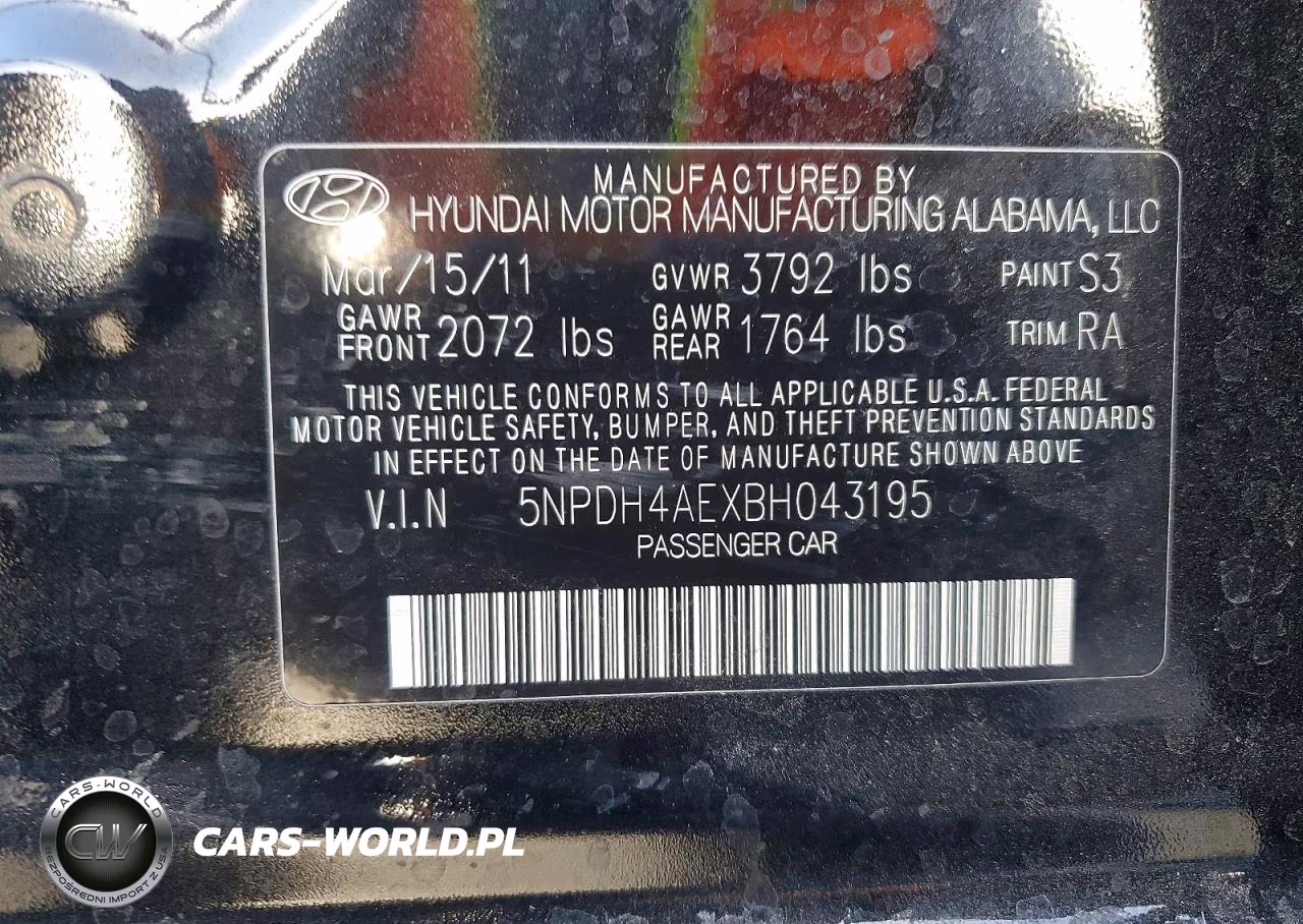 2011 Hyundai Elantra Gls VIN:5NPDH4AEXBH043195 - 12