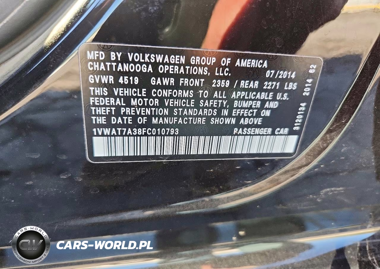 2015 Volkswagen Passat S VIN:1VWAT7A38FC010793 - 12