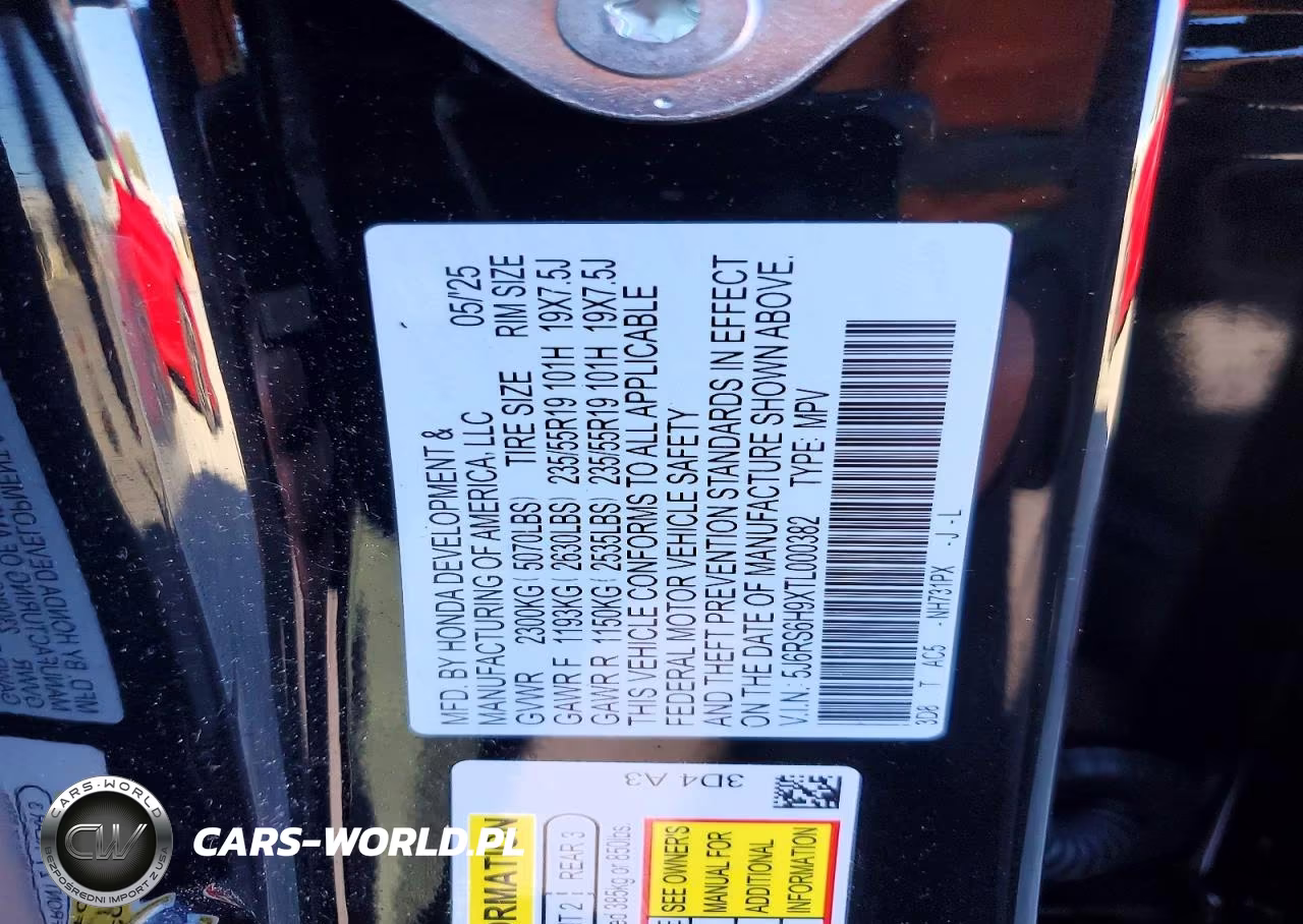 2026 Honda Cr-V Sport Touring VIN:5J6RS6H9XTL000382 - 14