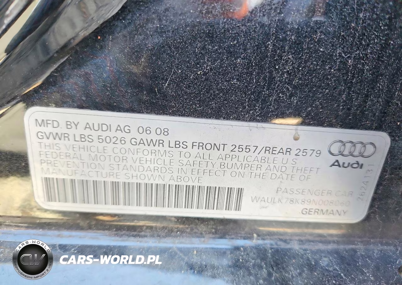 2009 Audi A4 3.2 Quattro VIN:WAULK78K89N008060 - 12