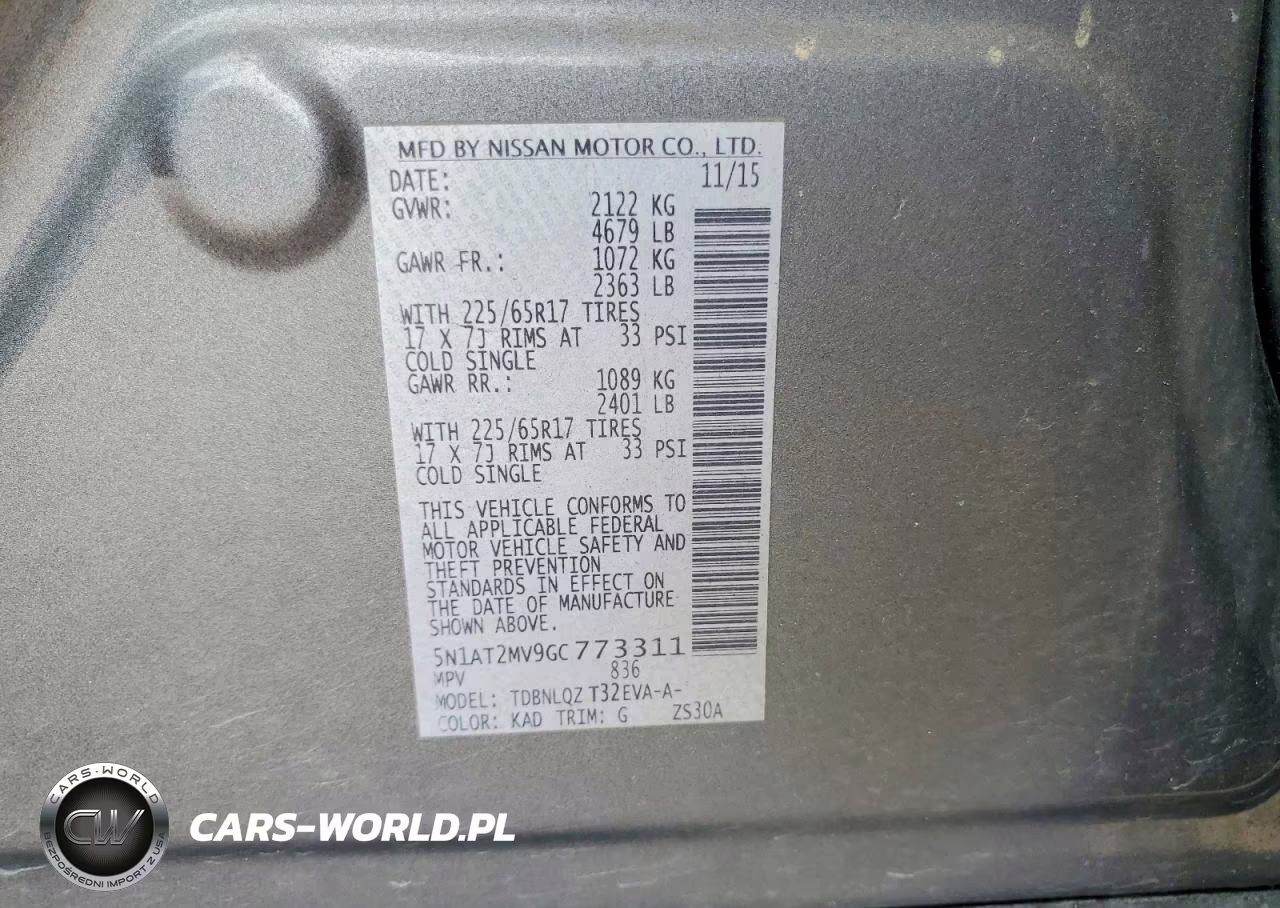 2016 Nissan Rogue Sv VIN:5N1AT2MV9GC773311 - 12