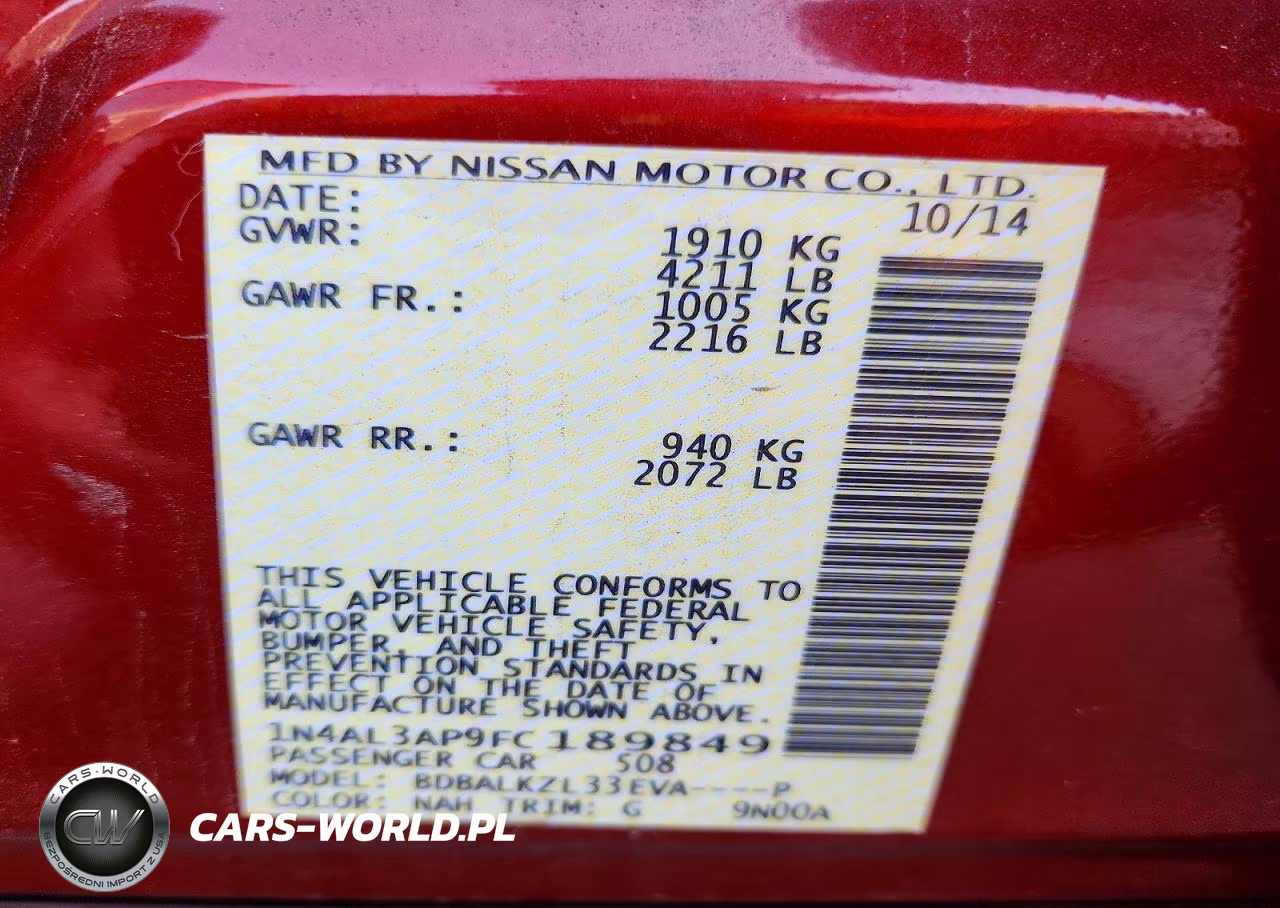 2015 Nissan Altima 2.5 Sv VIN:1N4AL3AP9FC189849 - 12