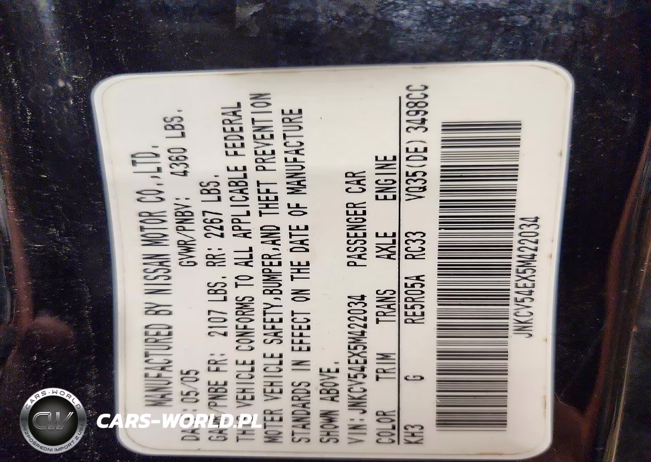 2005 Infiniti G35 Base VIN:JNKCV54EX5M422034 - 13
