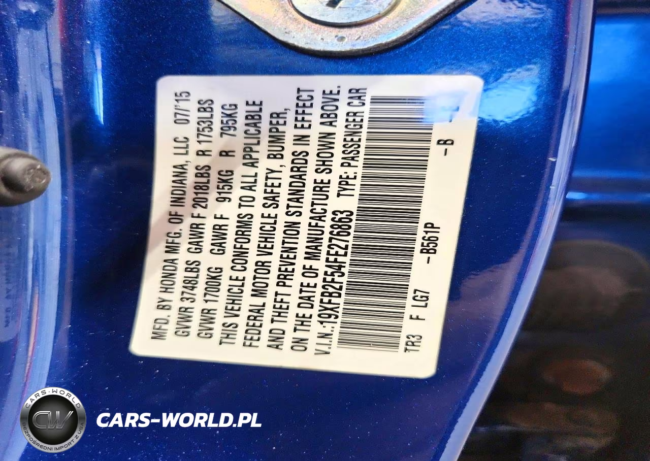2015 Honda Civic Lx VIN:19XFB2F54FE276863 - 12