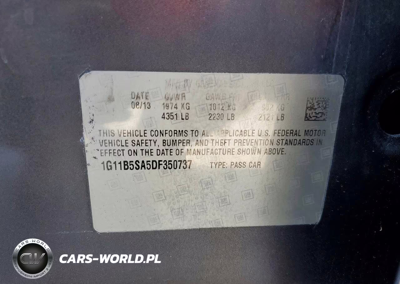 2013 Chevrolet Malibu Ls VIN:1G11B5SA5DF350737 - 13