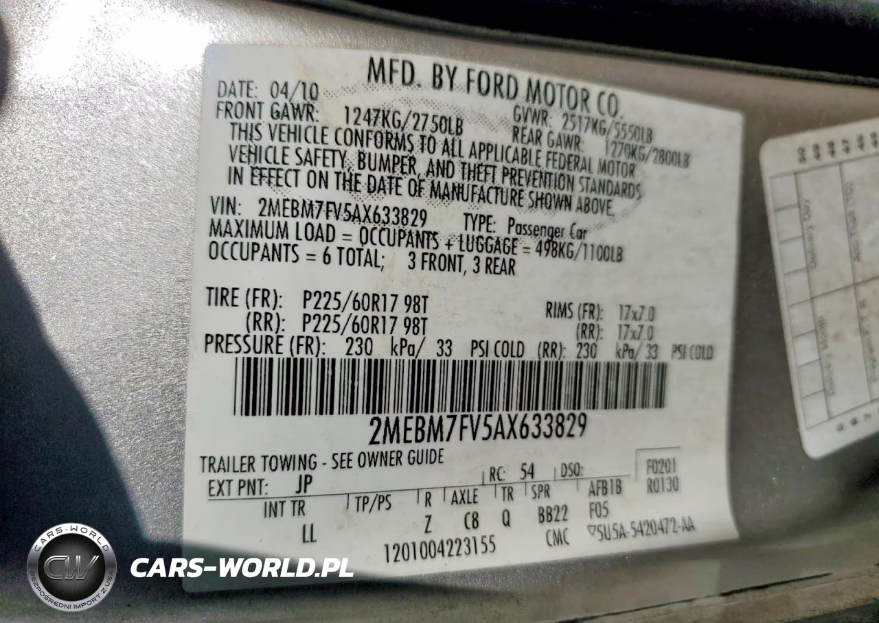 2010 Mercury G.marq 4D Ls VIN:2MEBM7FV5AX633829 - 12