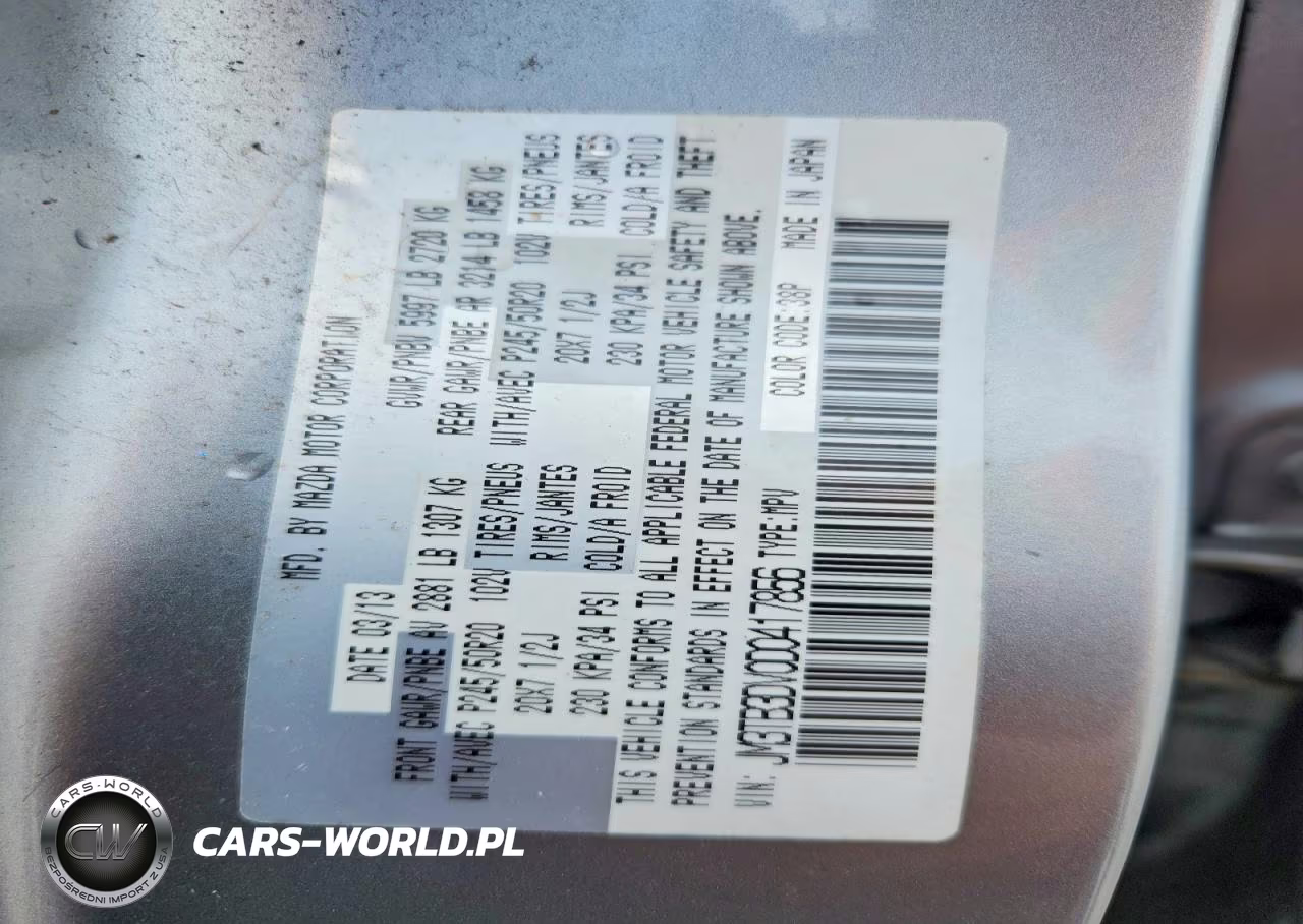 2013 Mazda Cx-9 Grand Touring VIN:JM3TB3DV0D0417856 - 14