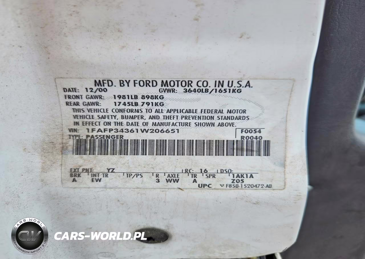 2001 Ford Focus Se VIN:1FAFP34361W206651 - 12
