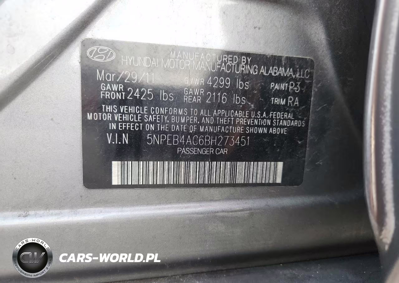 2011 Hyundai Sonata Gls VIN:5NPEB4AC6BH273451 - 12