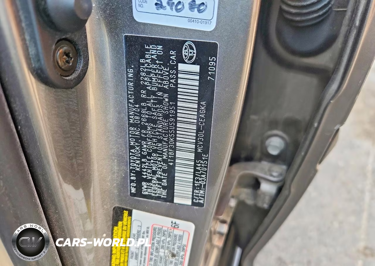 2005 Toyota Camry Xle V6 VIN:4T1BF30K55U591951 - 12