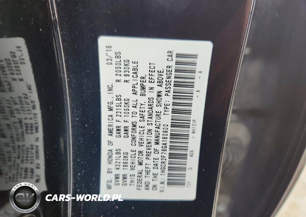 2016 Honda Accord Ex VIN:1HGCR2F76GA160800 - 12