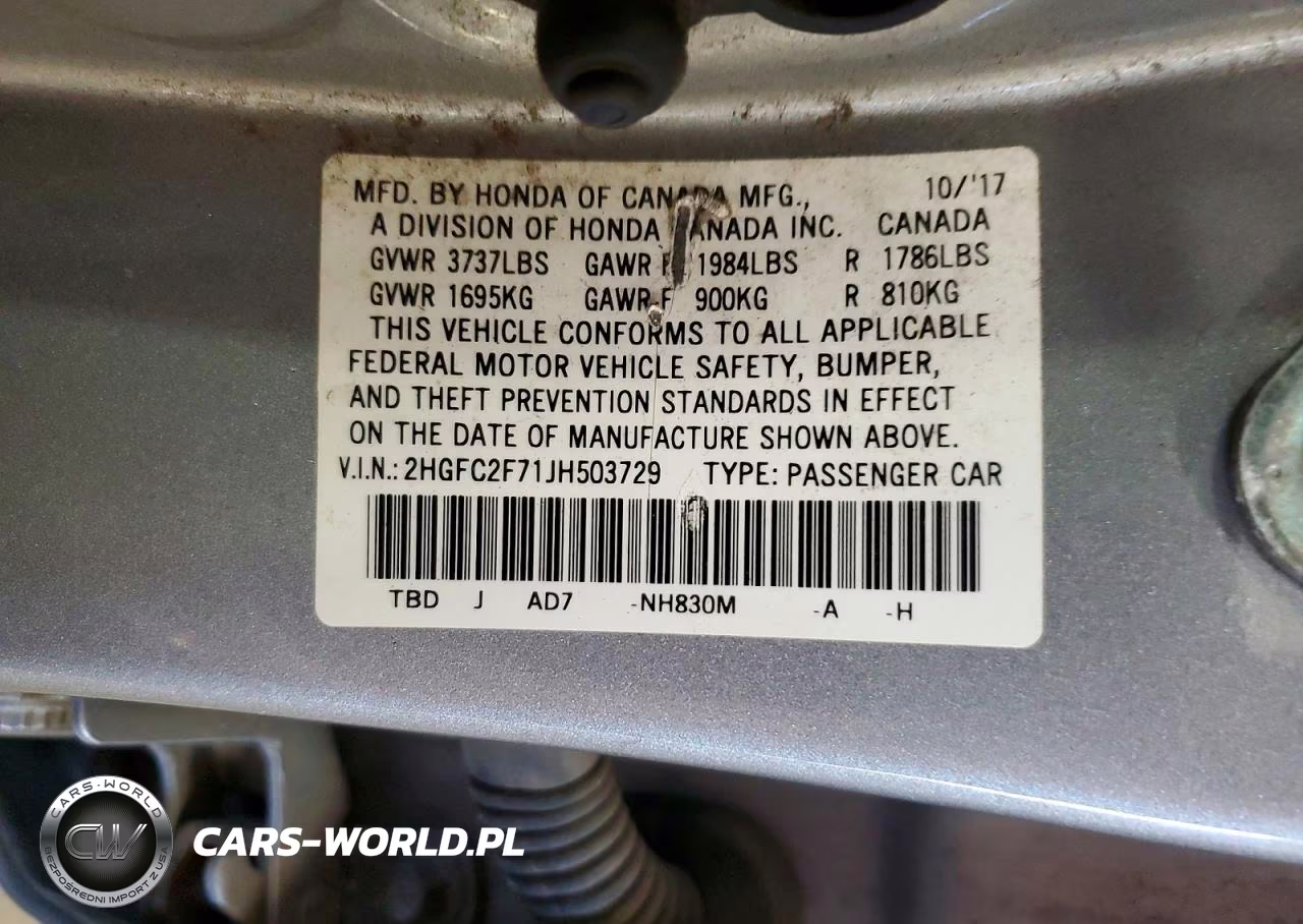 2018 Honda Civic Ex VIN:2HGFC2F71JH503729 - 12
